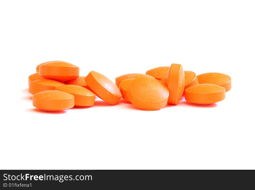 Close-up of orange group of pills. Close-up of orange group of pills