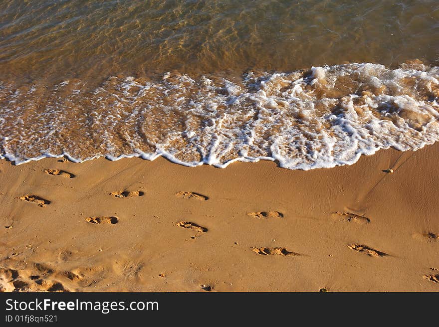 Footprints on the beach