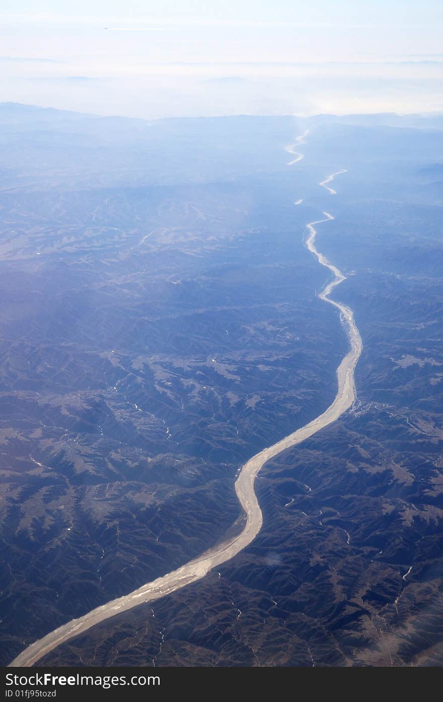 Mountain and rivers,seen from plane. Mountain and rivers,seen from plane