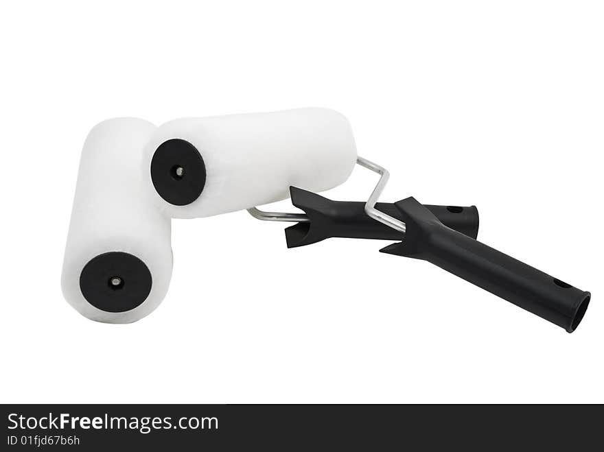 Two white paint rollers isolated on white background.Also,check out