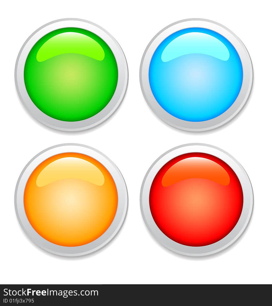 Vector set of color glass buttons for design.