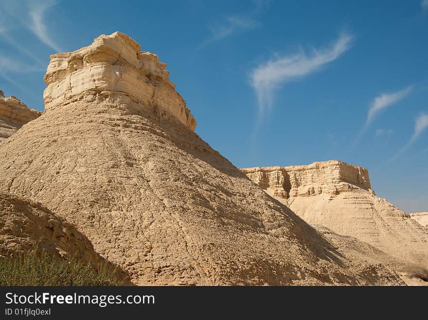 Eroded rocks Perazim canyon. Judean Desert nature reserve, Israel.