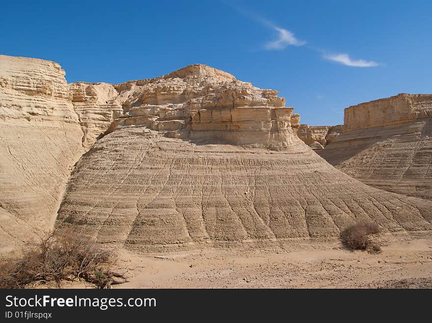 Eroded rocks Perazim canyon. Judean Desert nature reserve, Israel.