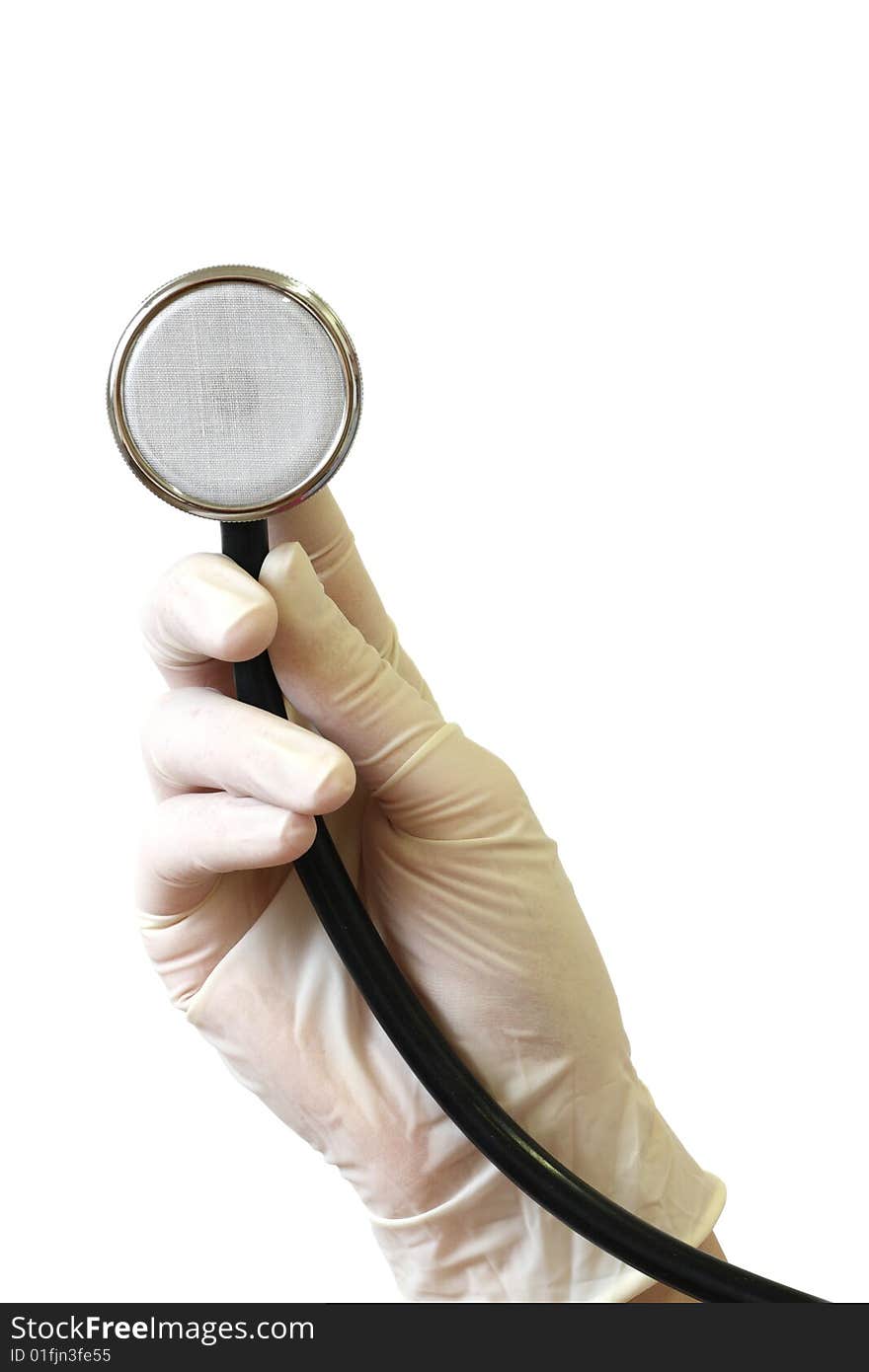 Detail of stethoscope isolated on the white background