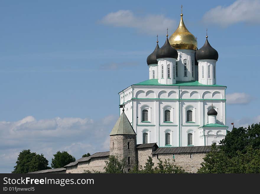 Troickiy cathedral in Kremlin in Pskov