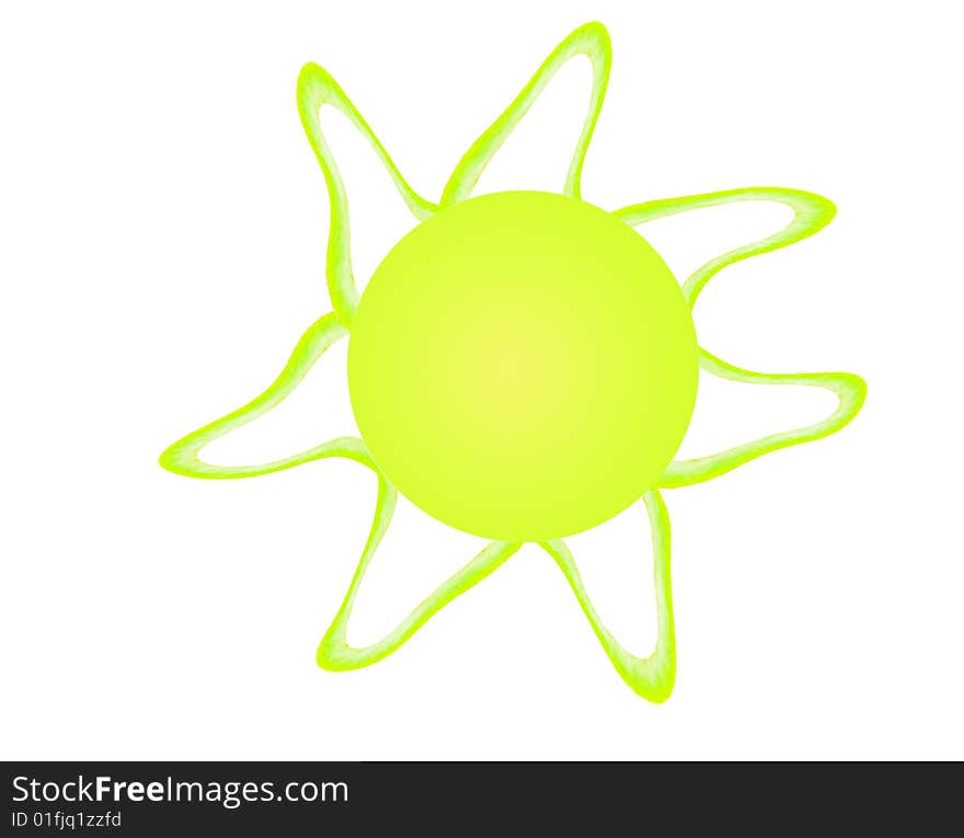 Sun yellow white background isolated