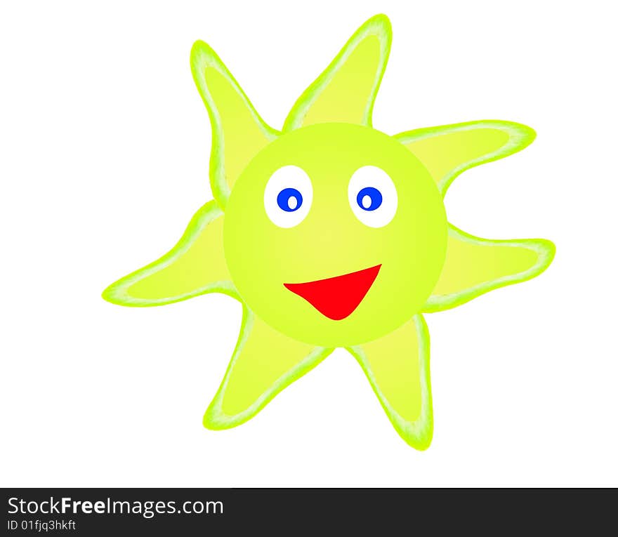 Sun yellow white background isolated