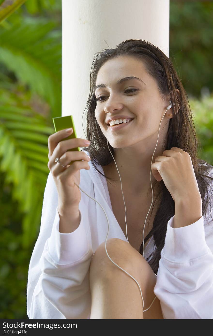 Portrait of young pretty woman in summer environment. Portrait of young pretty woman in summer environment