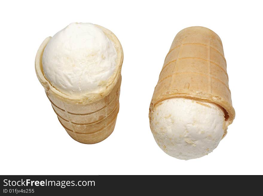 Ice creams under the white background