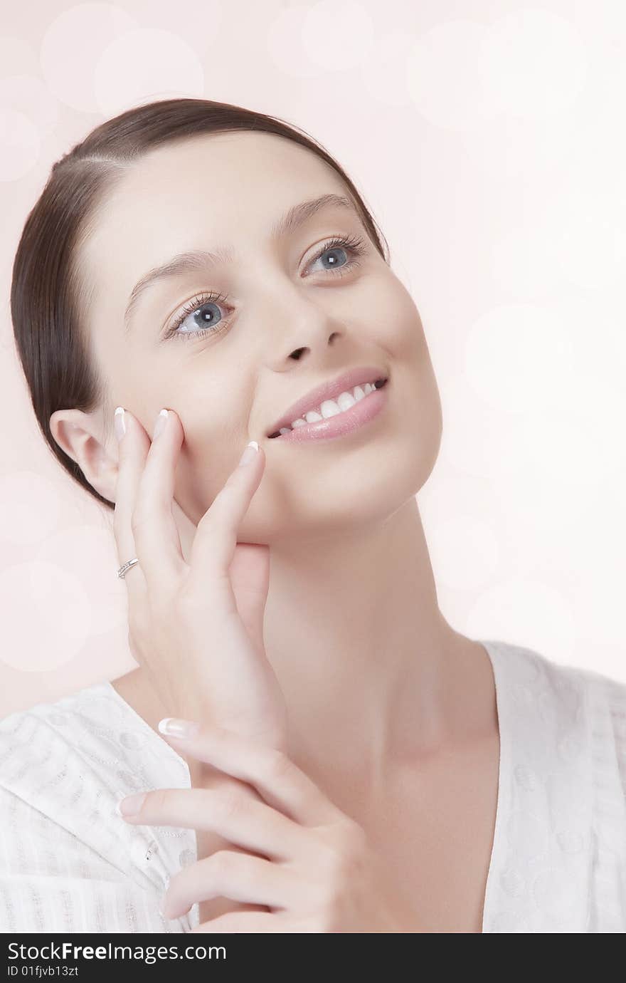 Portrait of young beautiful woman on pink background. Portrait of young beautiful woman on pink background