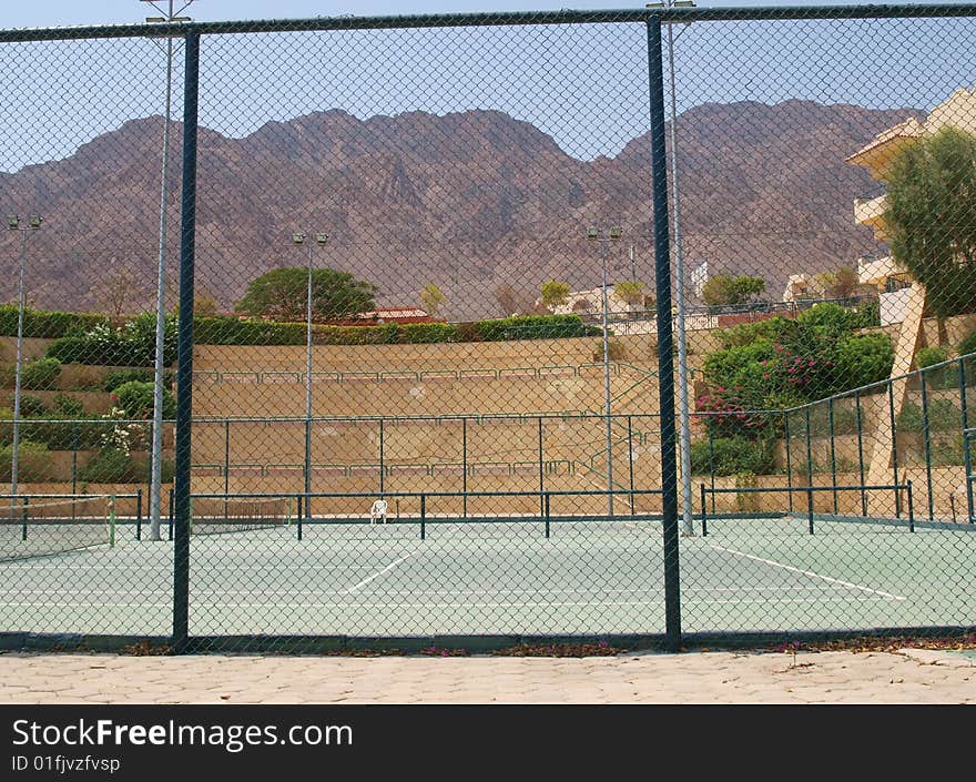 Tennis courts on territory of hotel