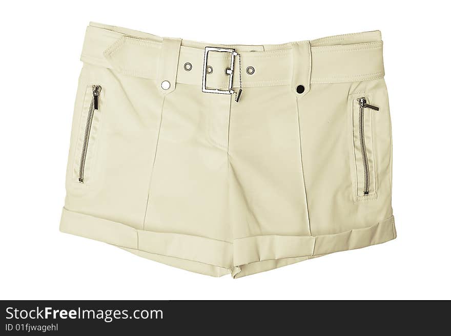 Woman fashion isolated white shorts