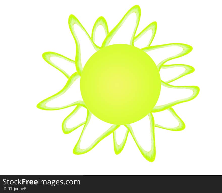 Sun yellow white background isolated