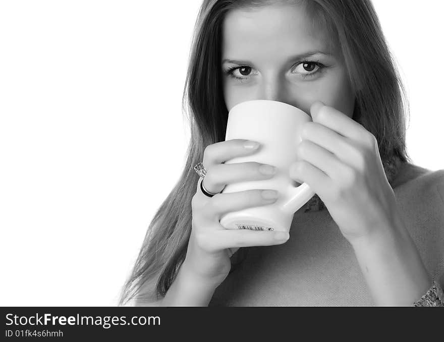 Woman And Cup Of Coffee