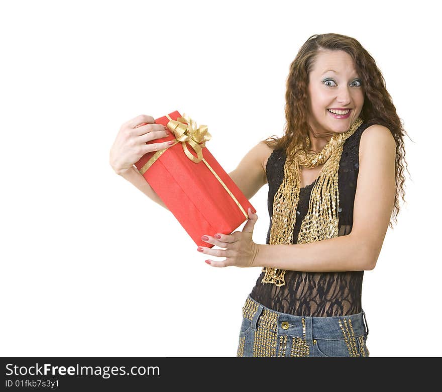 Woman has got a gift box