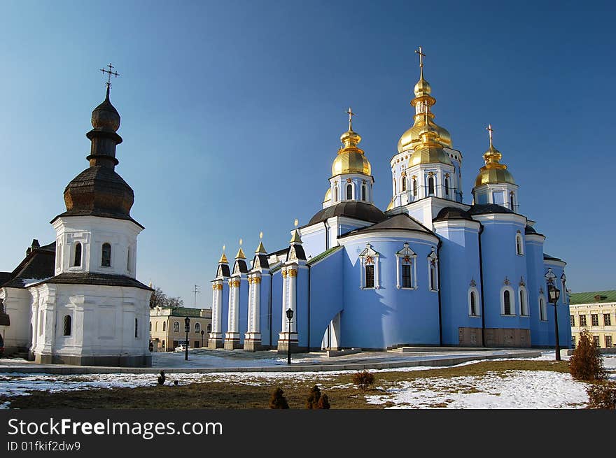 Saint Michael's Golden-Domed Cathedral in Kiev, Ukraine (Malorussia)
 At winter. Saint Michael's Golden-Domed Cathedral in Kiev, Ukraine (Malorussia)
 At winter