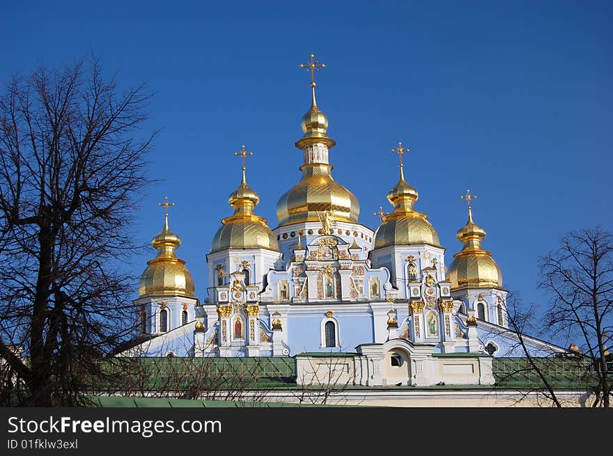 Saint Michael's Golden-Domed Cathedral in Kiev, Ukraine (Malorussia)
 At winter. Saint Michael's Golden-Domed Cathedral in Kiev, Ukraine (Malorussia)
 At winter