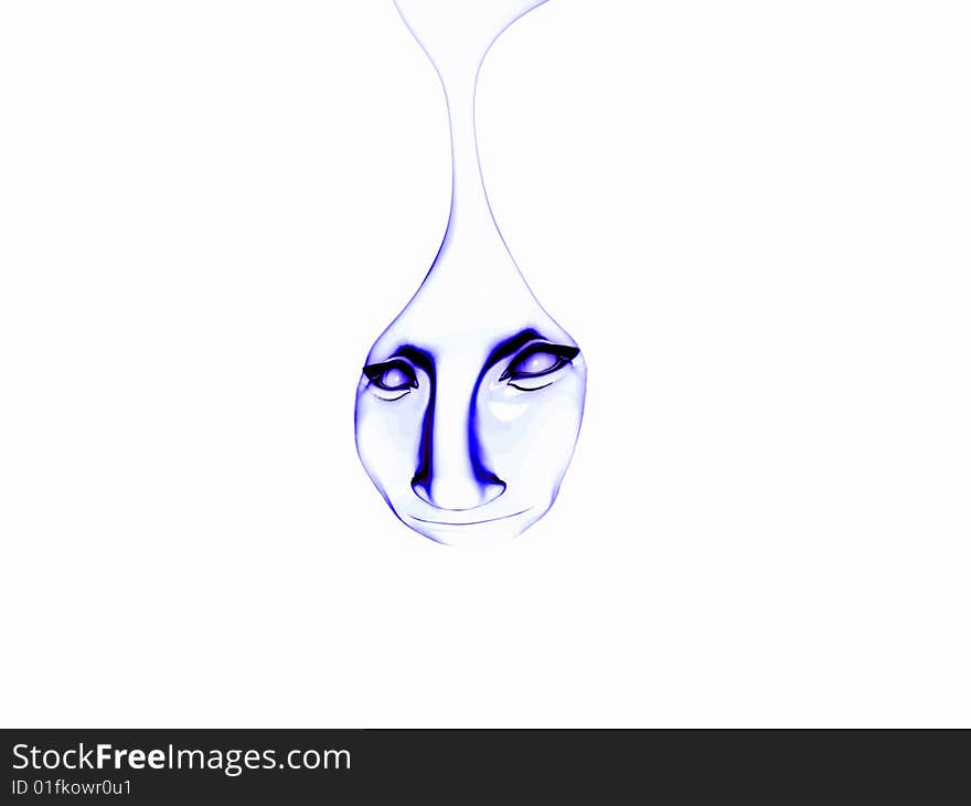 A face formed in a liquid tear drop, for sadness concepts. A face formed in a liquid tear drop, for sadness concepts.