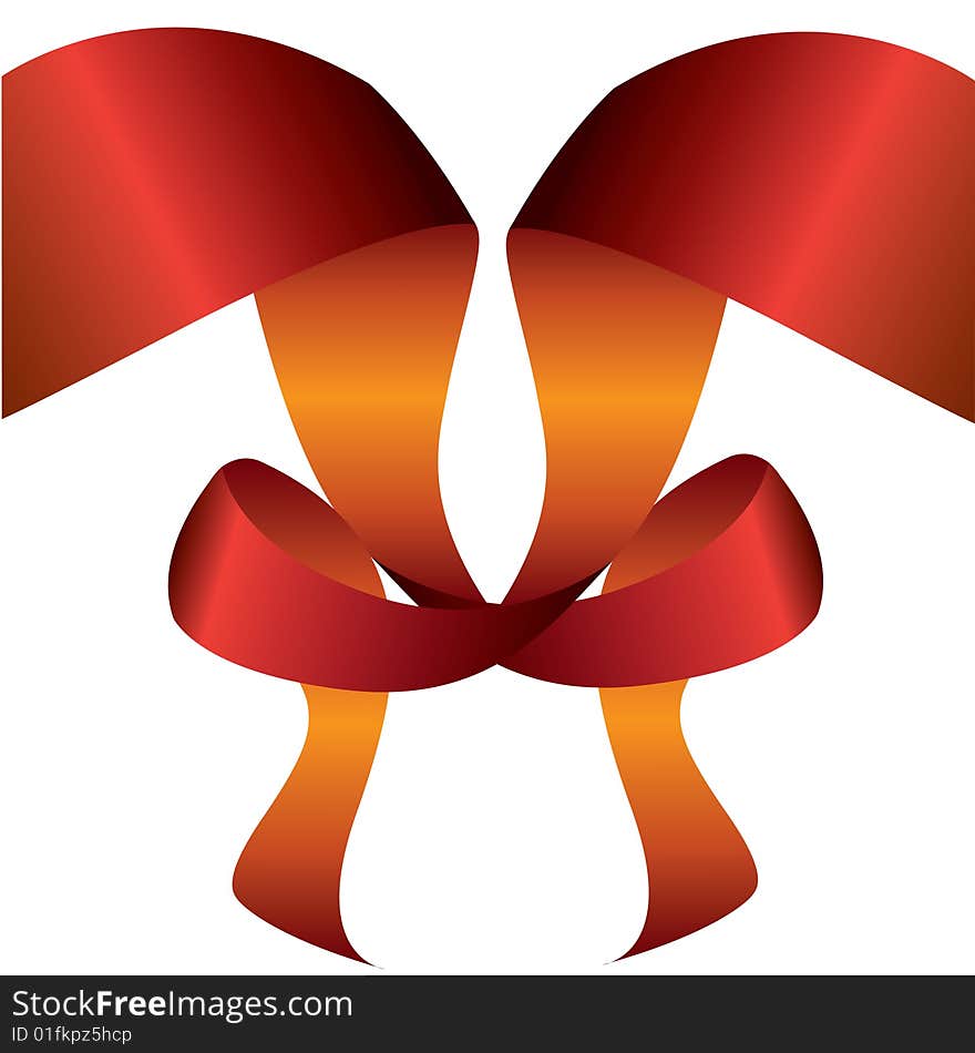 Beautiful twisted flying ribbon, showing both sides - red and orange color. Beautiful twisted flying ribbon, showing both sides - red and orange color.