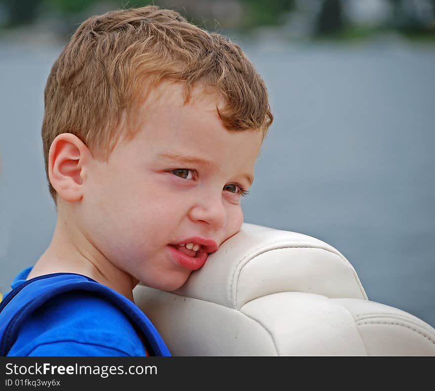 Sleepy on the boat