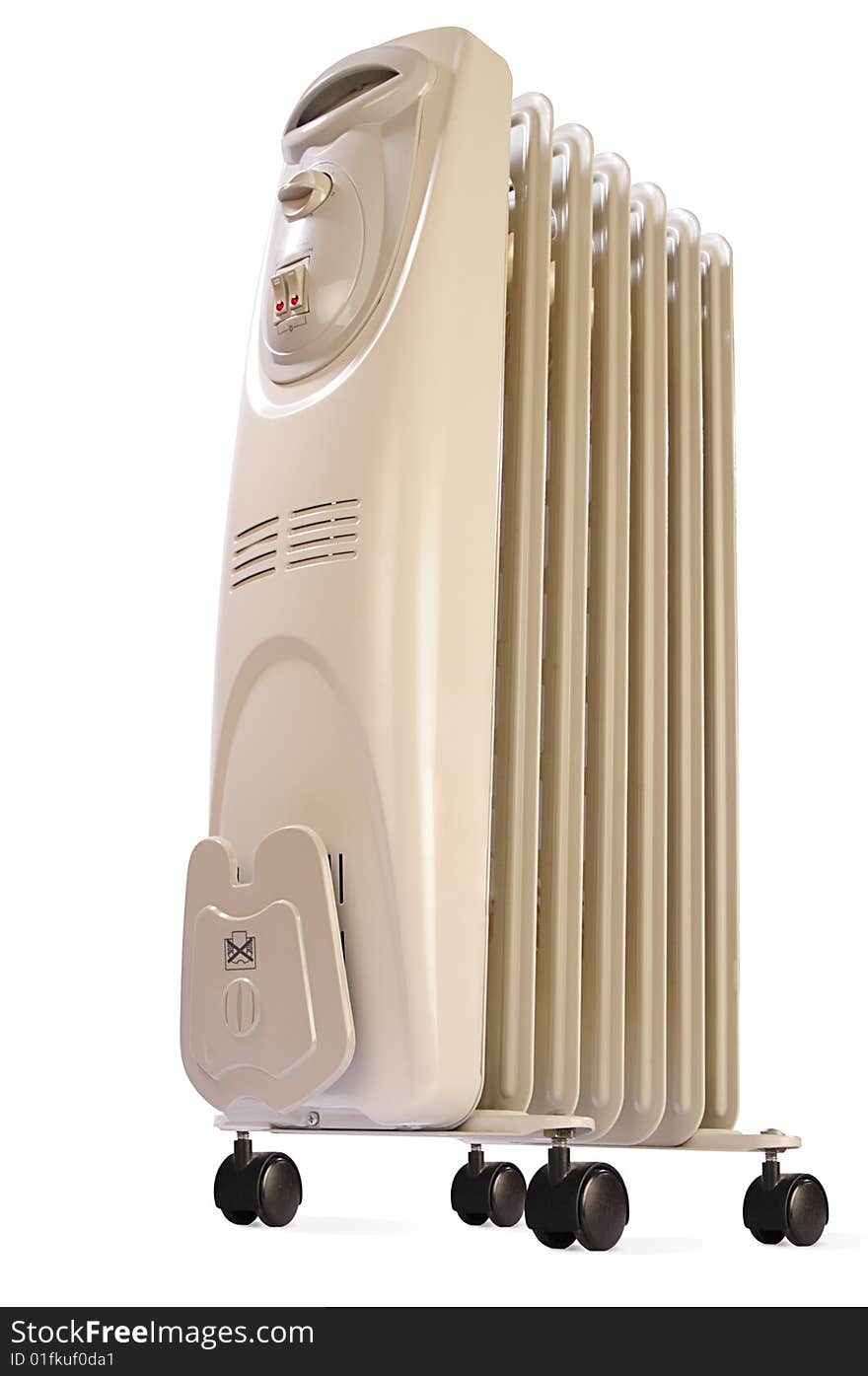 Electric oil heater on white