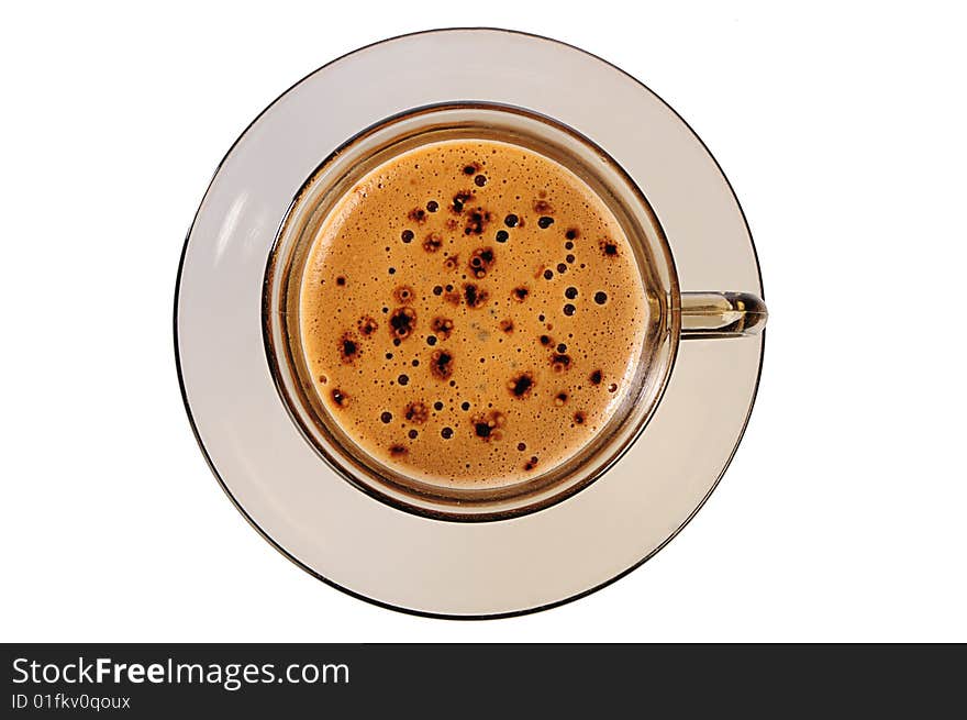 Coffee cup on saucer isolated on white