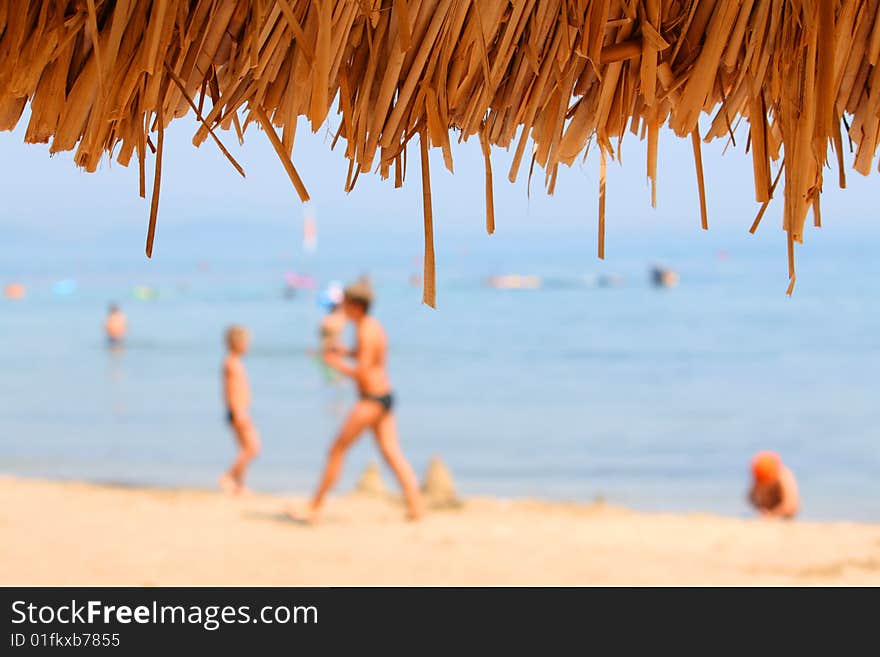 Beach and sea defocused