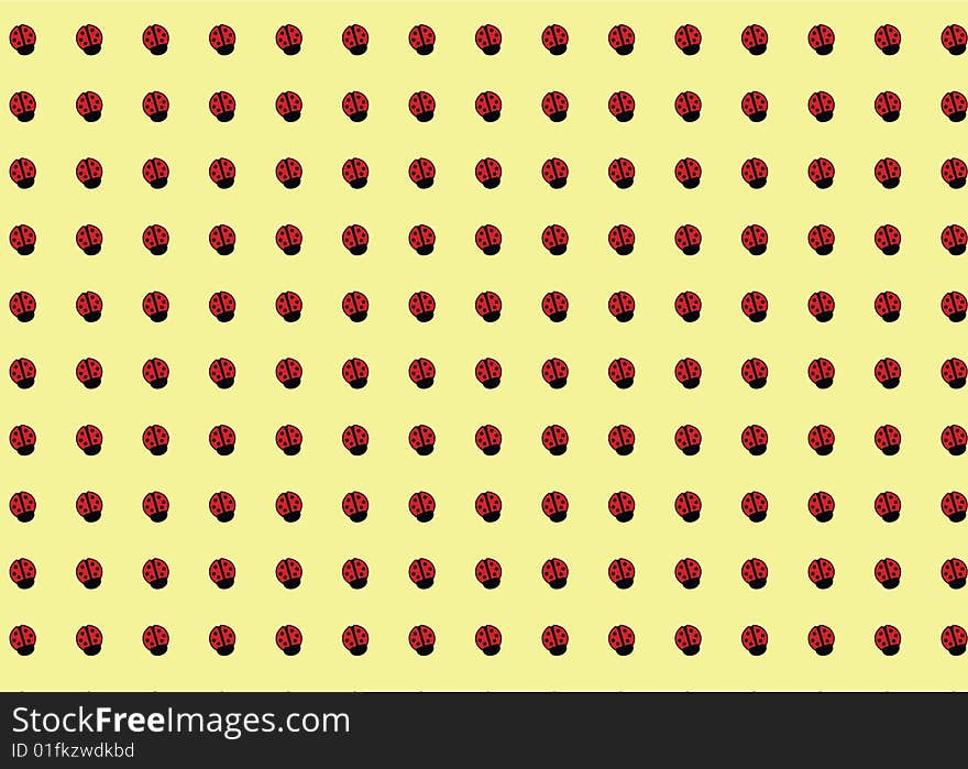 Ornamental background with ladybirds. Vector.