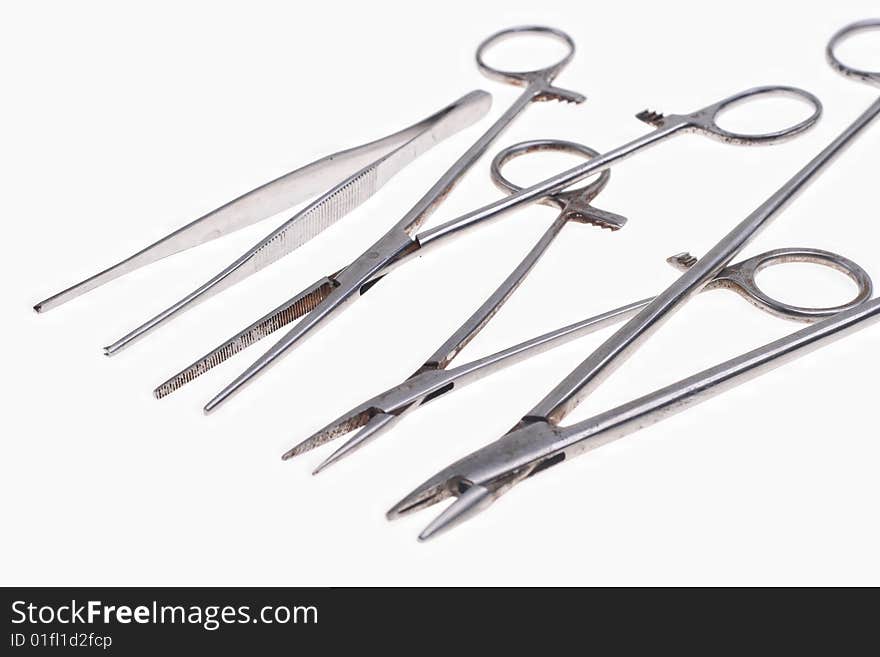 Surgical tools, isolated on a white background