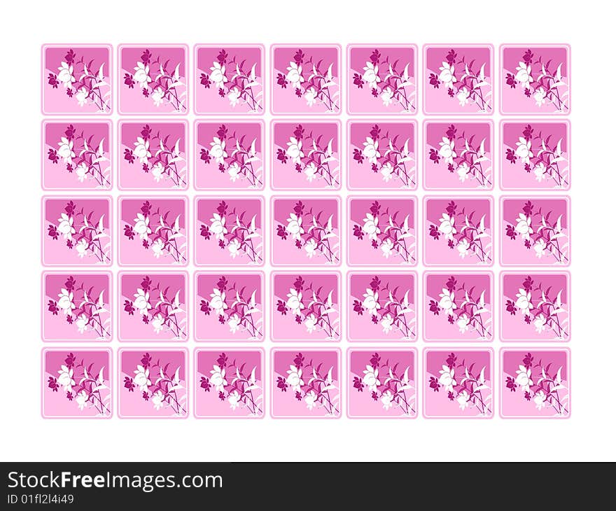 Set of floral pink banner