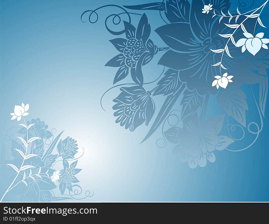 Cool floral background blue vector