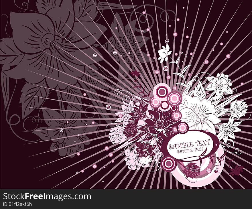 Fresh dark floral background pink vector