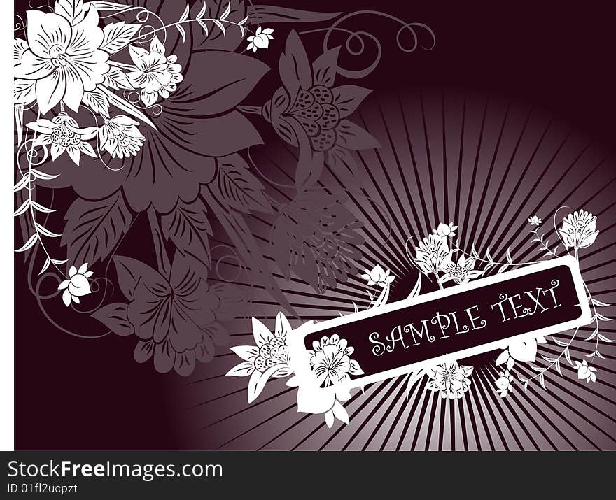 Fresh dark floral background white vector