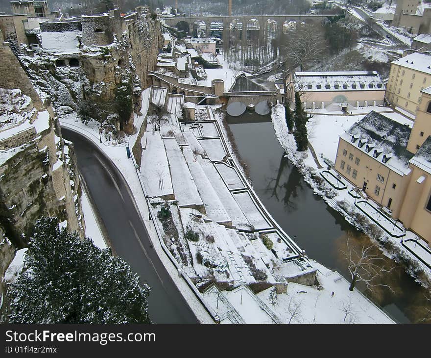 Very rare sight of Luxembourg in snow.