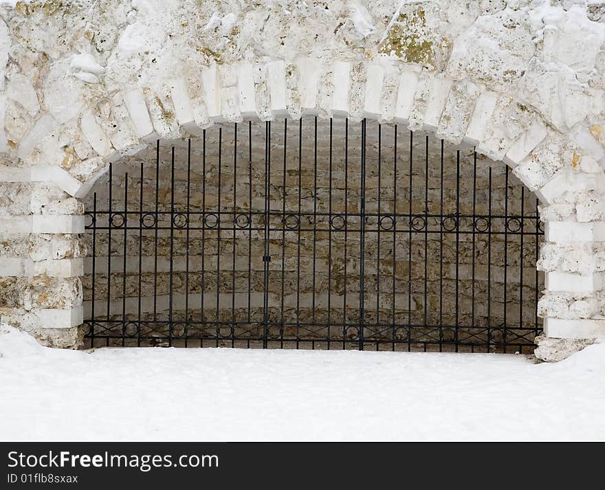 Old grating gate in paRK. Old grating gate in paRK