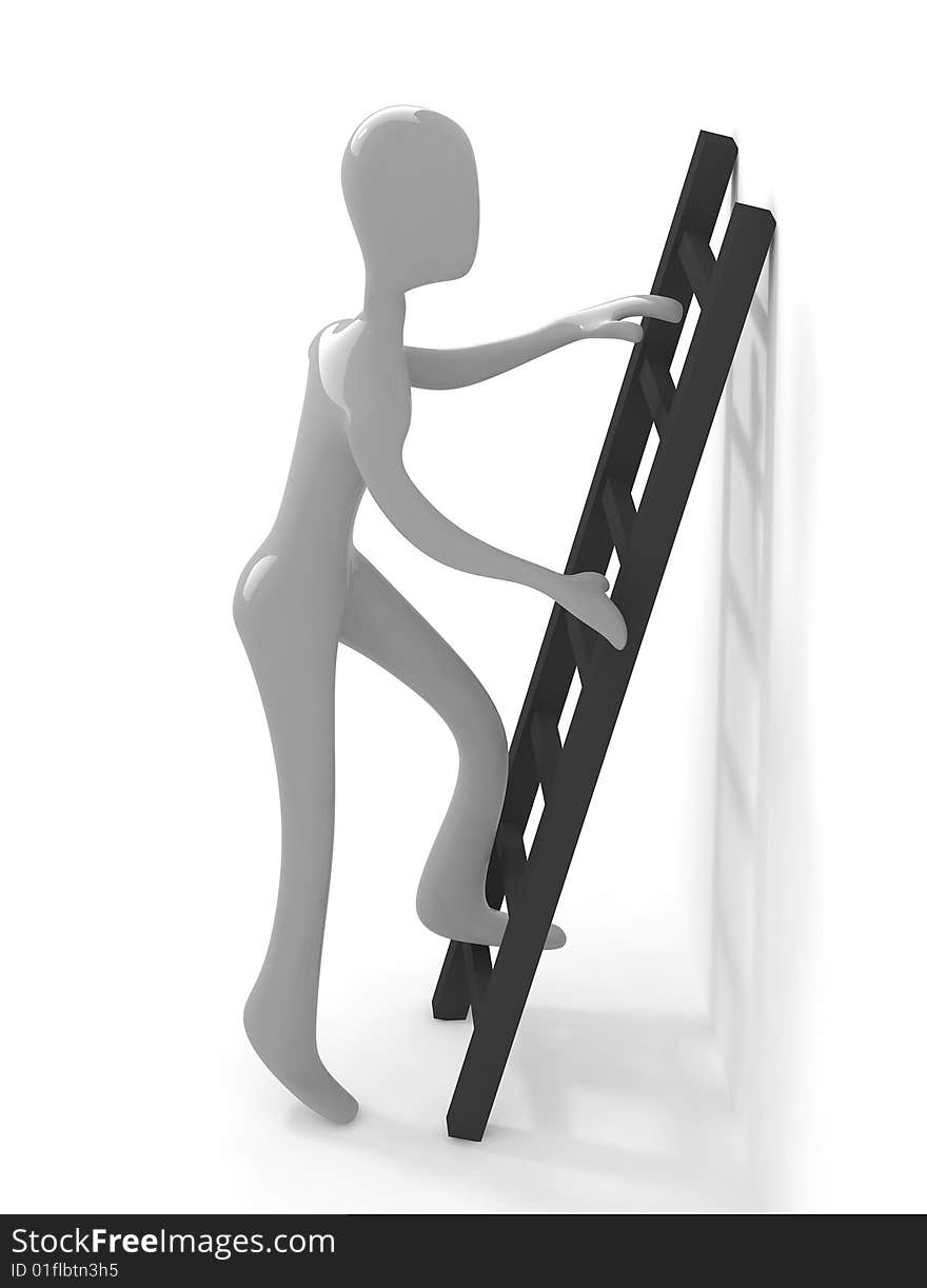 3d Person Climbing Upon Ladder