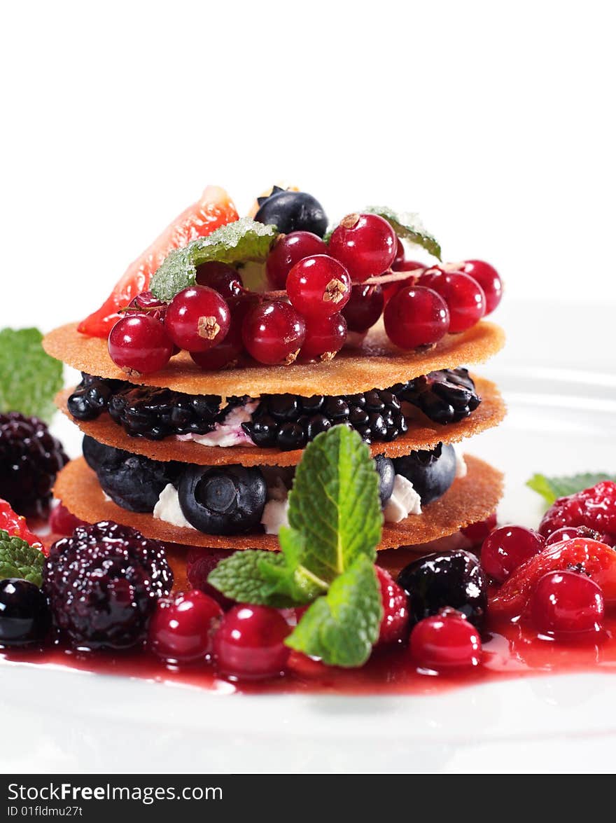 Berries Dessert Isolated on White Background