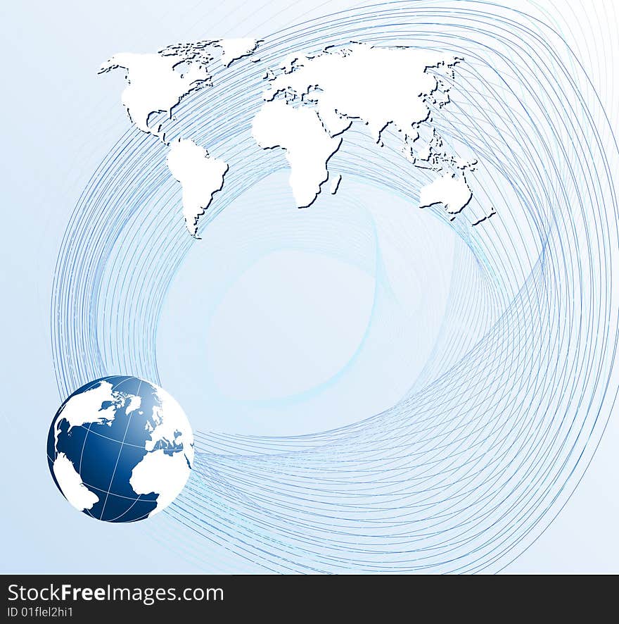 Abstract modern background with globe and map