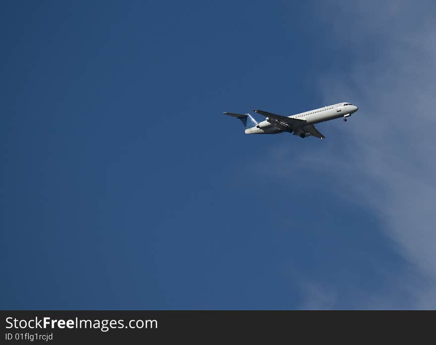 The fly of travel aeroplane into the sky