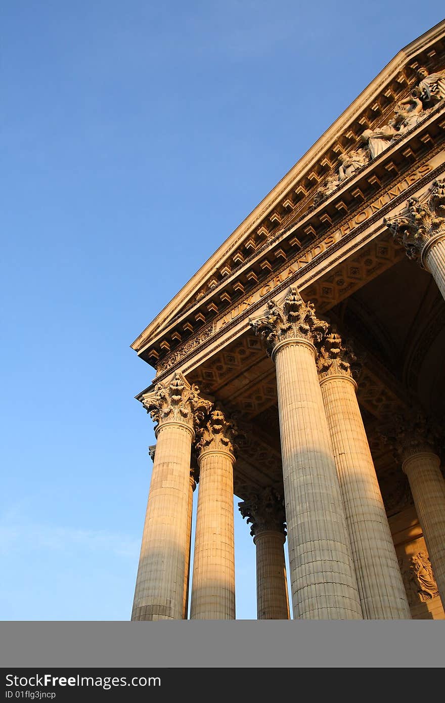 Pantheon of Paris with blue sky