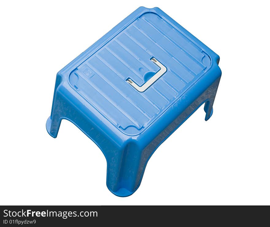 Blue small Stool; isolated on white , clipping path included