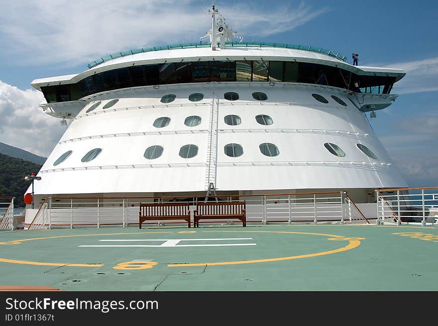 Front of a cruise ship from the bow. Front of a cruise ship from the bow