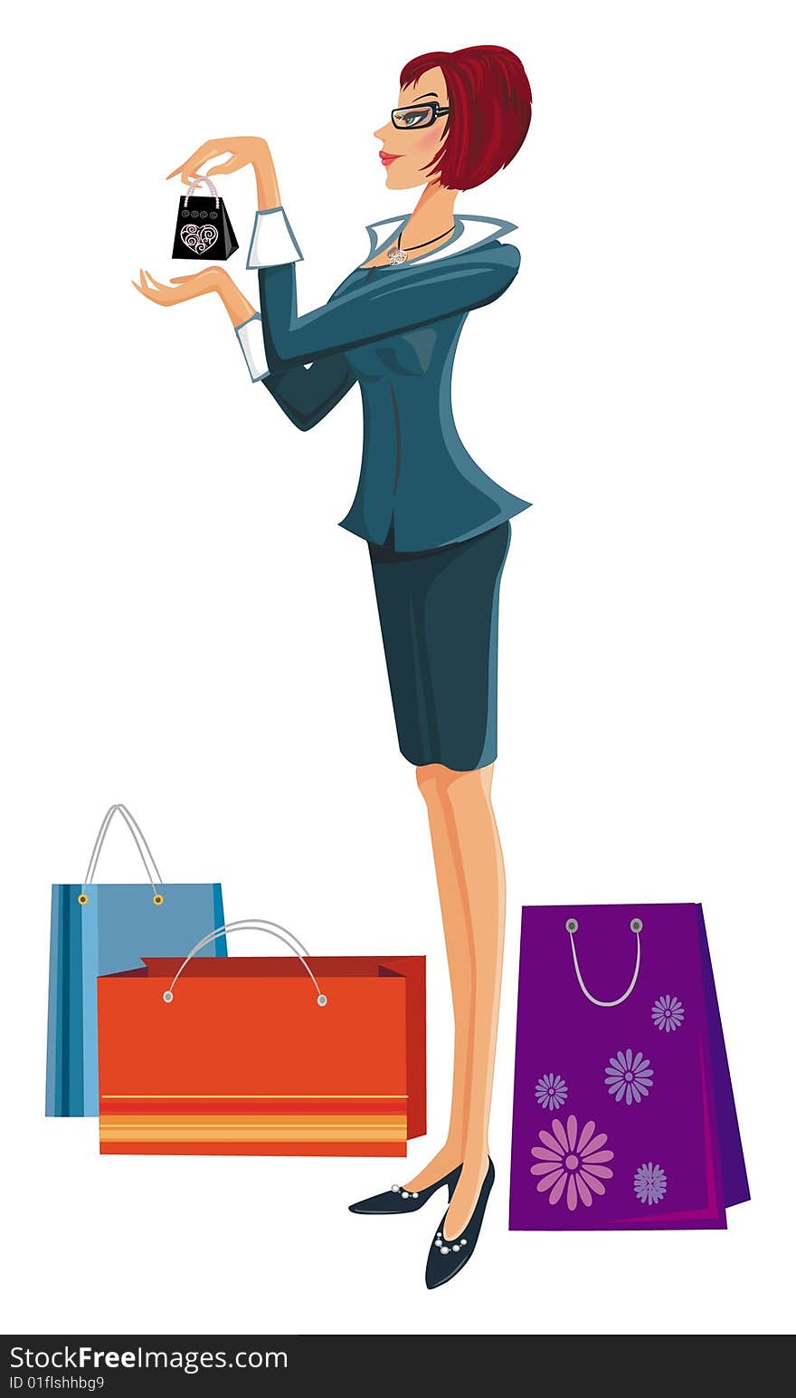 Shopping pretty woman. Vector illustration