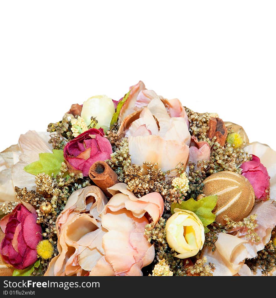 Close up shot of pink flowers bouquet