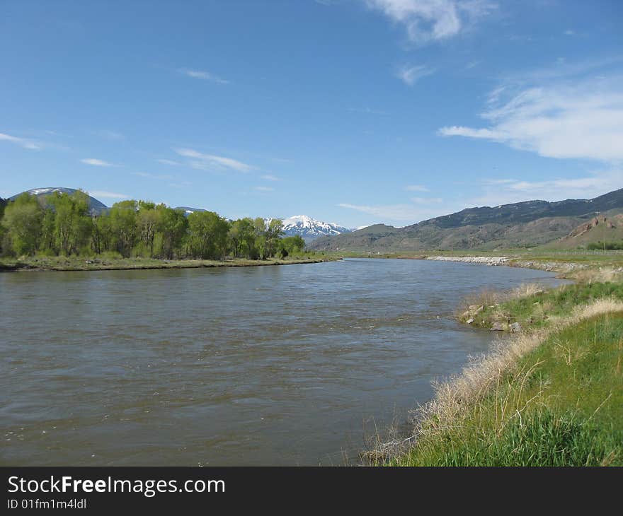 Yellowstone River meanders through Yellowstone National Park in Wyoming, United States.