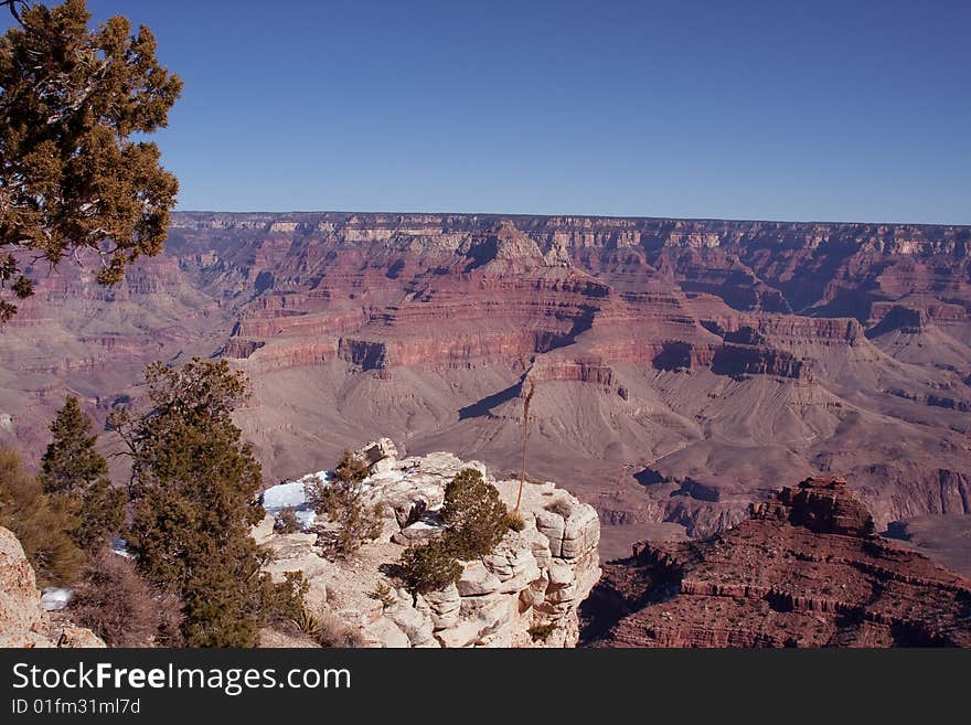 Grand Canyon on a clear sunny day.