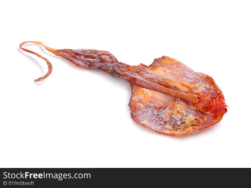 A spicy squid isolated on white background.