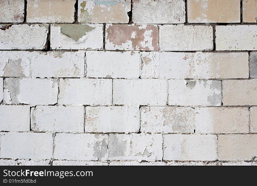 Old White Washed Cement Brick Wall