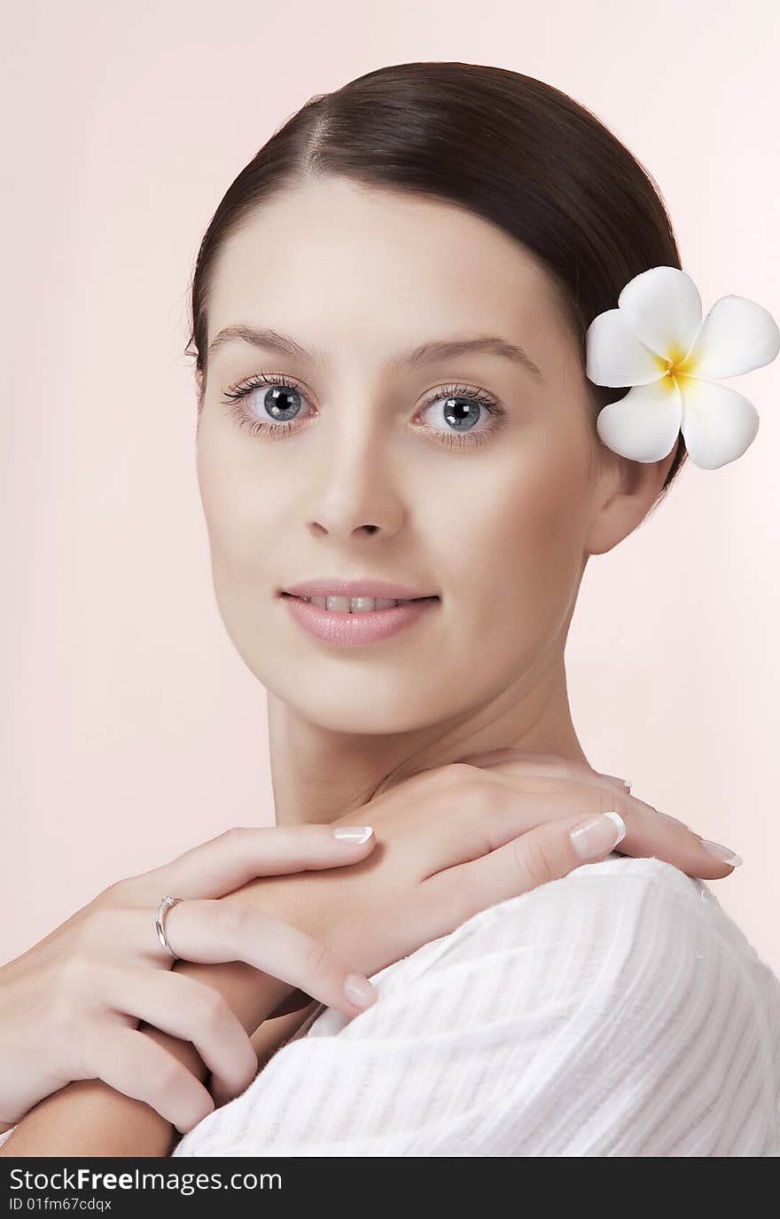 Portrait of young beautiful woman on pink background. Portrait of young beautiful woman on pink background