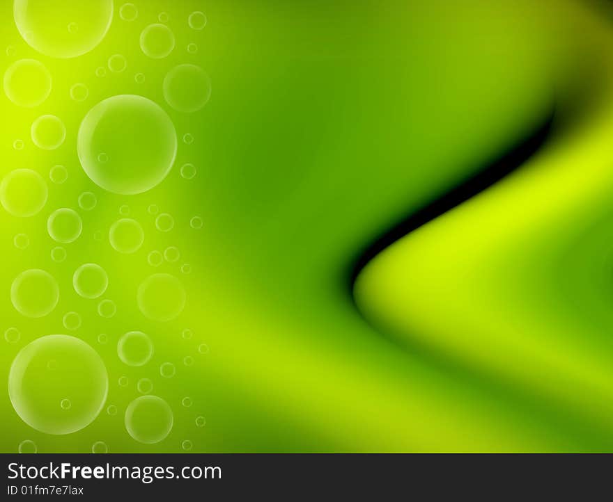 Green background with bubbles. Abstract illustration. Green background with bubbles. Abstract illustration